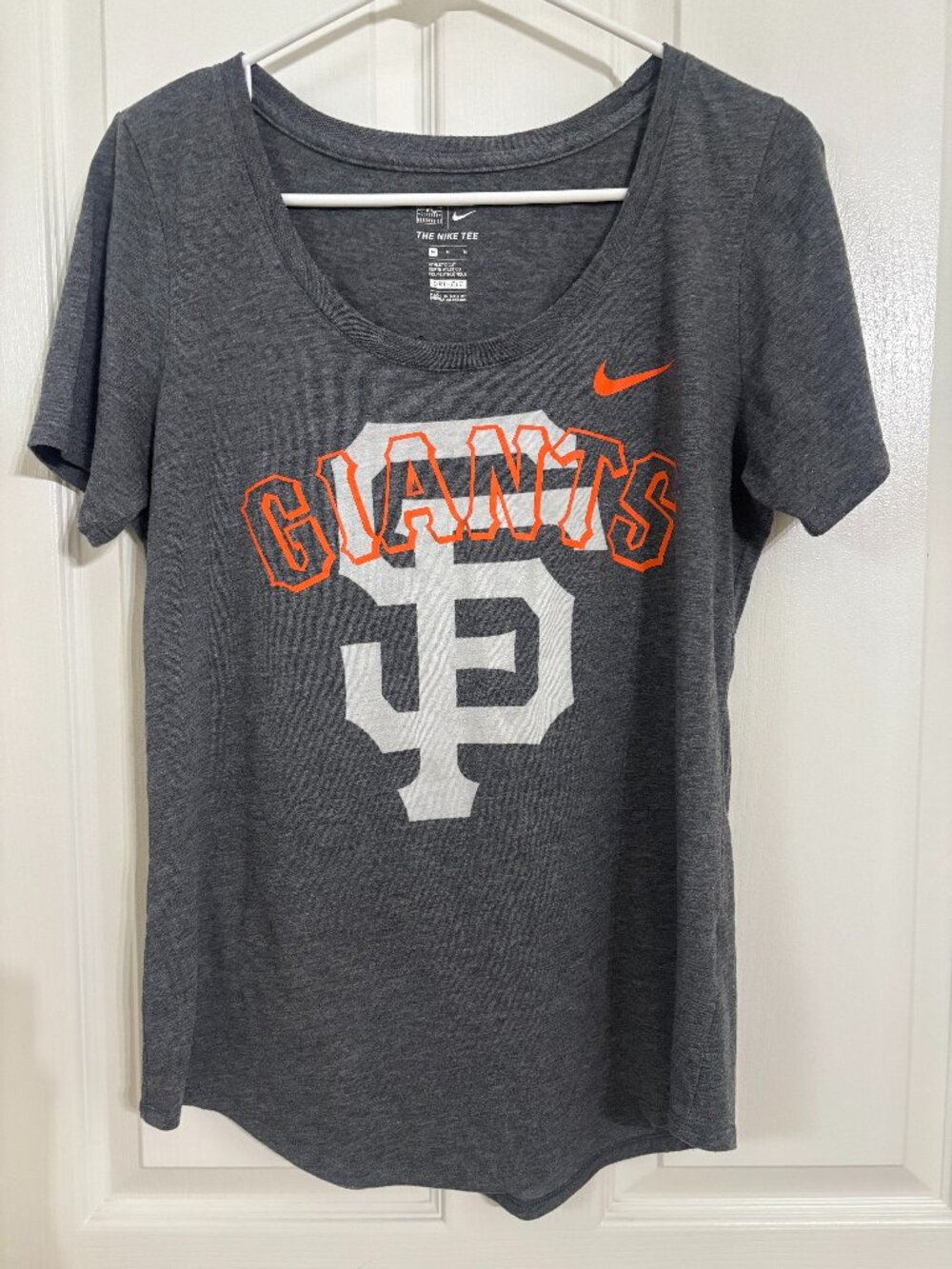 Nike Dri-Fit Athletic Cut SF Giants Heather Grey Jersey Scoop Neck Tee Size M